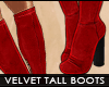 ! velvet tall boots red