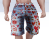 V Day Red Jeans Shorts