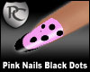 Pink Nails Black Dots