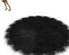 Black fur circular rug