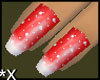*X Snowy Red Nails