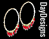 Gold & Ruby Heart Hoops