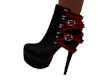 Black/Red Buckle Boots