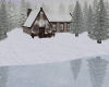 Winter Log Cabin on Lake