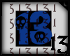 13 Skull Blue Dark BlkBG