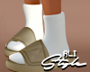 Beige Socks Slides