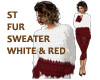 ST FUR SWEATER WHITE RED