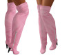 Pink Suede Thigh Boots