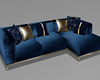 Royal Blue and Gold Sofa