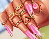 Nails Pink + Rings Gold