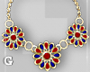 Red Blue Flower Necklace