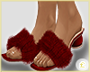 £. Fur Slippers Red