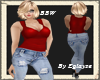 bbw top red jeans delave