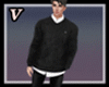 V| Long Black Sweater