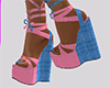 ♋ Pink&Blue Jean Heels
