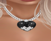 Onyx&Diamond H Necklace