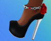 Black/Red Rose Pumps