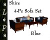 LF Shire 4-Pc Sofa Blue