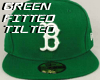 Green Fitted Hat Tilted