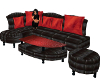 black leather/red cushio