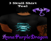 3 Skull Shirt - Teal