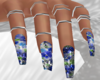 🌼 Blue Floral Nails