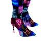 Neon Blue/Pink Boots