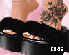 Black Fur Slippers
