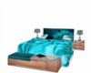 teal blue bed