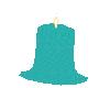 teal melted candle
