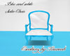 blue and wht satin chair