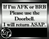 AFK Doorbell Sign