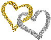 silver and gold hearts