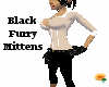 Black Furry Mittens