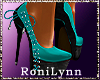 Teal Black Suede