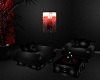 Black red sofa set
