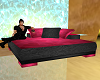 corner couch pink-black