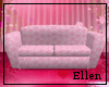 Pink floral couch.
