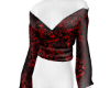 Kimono top black red