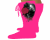 PINK SKULL ROSE BOOTS F