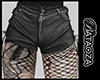 Leather short ripped net