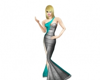 silver/teal evening gown