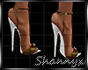 $Classy Gold White Heels