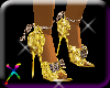 ! Gold leo bow heels