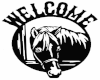 welcome sign with horse