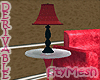 Red Side Table w/ Lamp