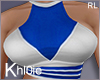 K cheer leader blue top