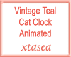 vintage Teal Cat Clock A