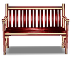red and white park bench