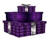 Purple plaid gift boxes